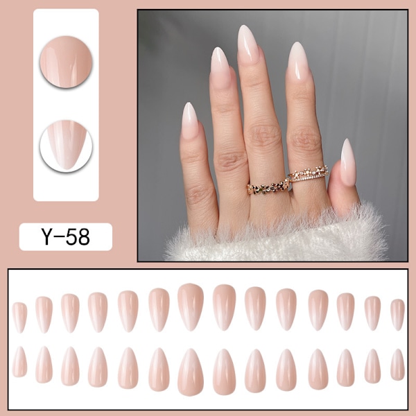 3 set 24 st Almond Falska Naglar Tips Konstgjorda Naglar Press on