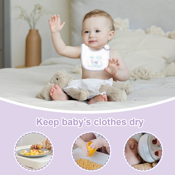 Bebis Haklappar Mjuka Absorberande Ekologisk Bomull Saran Wrap Dregelhaklappar Set (0-36 månader för baby pojke, baby flicka, nyfödd) Style 2