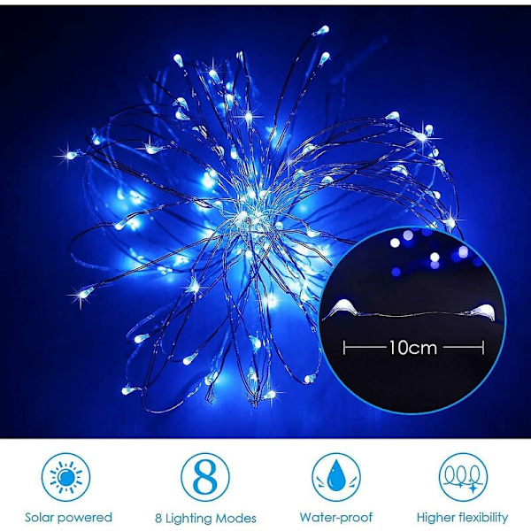 Solcelledrevet Feelygter, Mini 100 LED Kobbertrådstrenglys