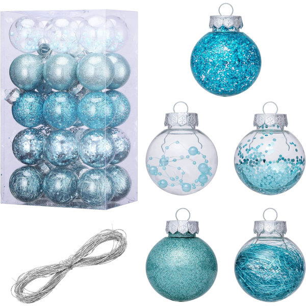 30Pcs Christmas Ball Ornament for Xmas Tree, Shatterproof Clear