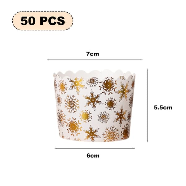 50 stk. gyldne papirkrus 5,5 cm*6 cm*7 cm julemuffinsforme