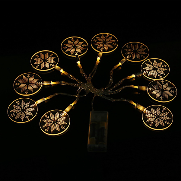 178cm 10LED Akryl Disk LED Ljus Lampsträng för Fest Högtidsdekoration Snöflinga