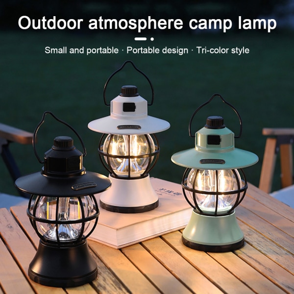 LED Camping Lykta, COB Uppladdningsbart Batteri Lykta Ficklampa green