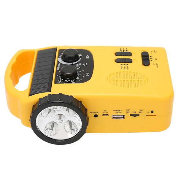 Handvev solradio AM FM SW nödradio med LED ficklampa läslampa MP3-spelare för utomhuscamping
