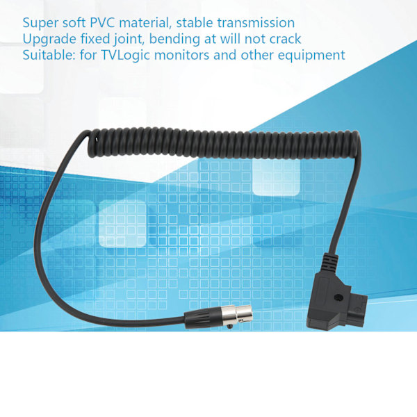 D-Tap till 4-pin XLR-kontakt strömkabel, supermjuk PVC infällbar spirallina för snygg anslutning, uppgraderade skarvar för stabil överföring