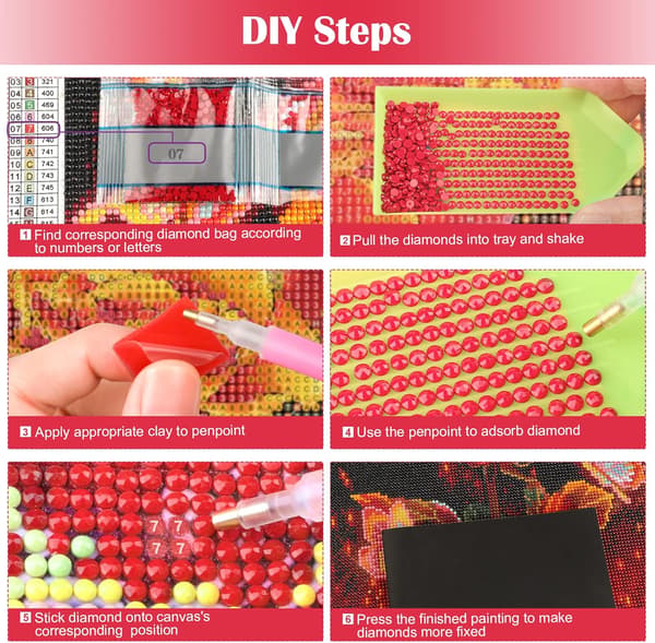 Röd drake DIY diamantmålning, 5D DIY diamantmålning komplett kit