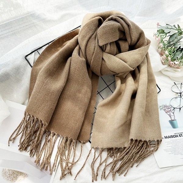 1 dubbelsidig tvåfärgad tofsscarf halsduk dam höst och
