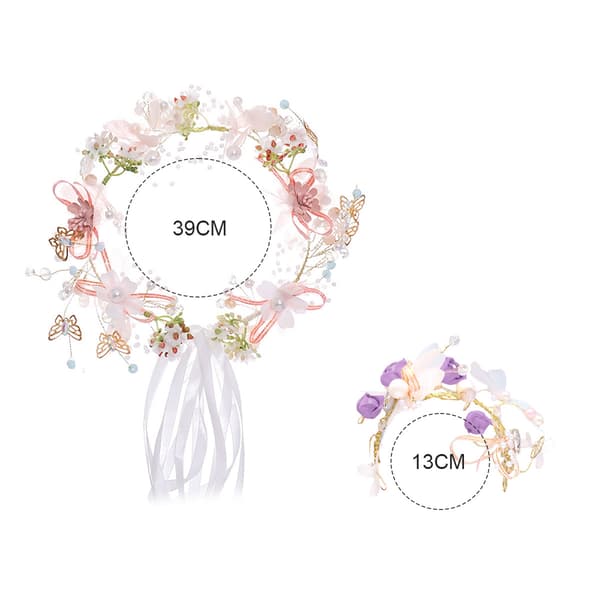 Hodebånd og håndblomst for kvinner, hårpynt til blomsterjenter i bryllup, prinsessehodebånd, brudehårbånd til bryllup