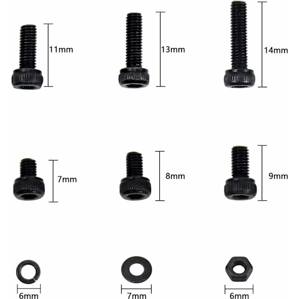 300 st M3 Hex Socket Head Cap Screws Legering Kolstål Med M3