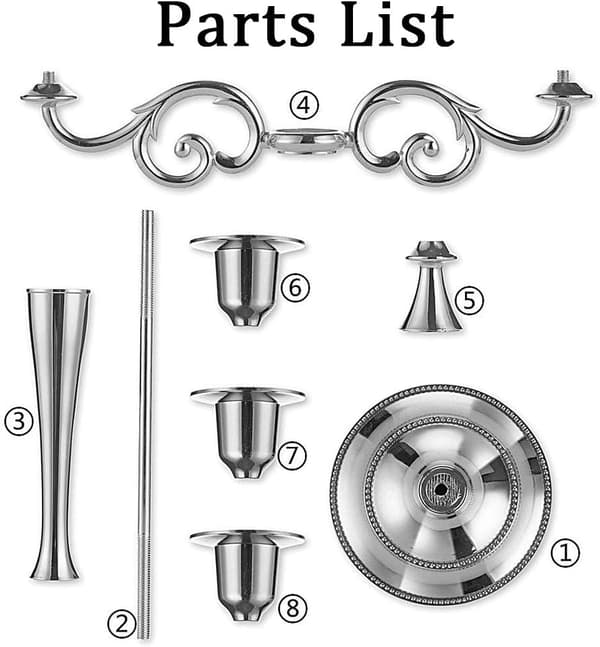 3 Lysestaker til Bryllup, Sinklegering Lys, Spisebord, Ca
