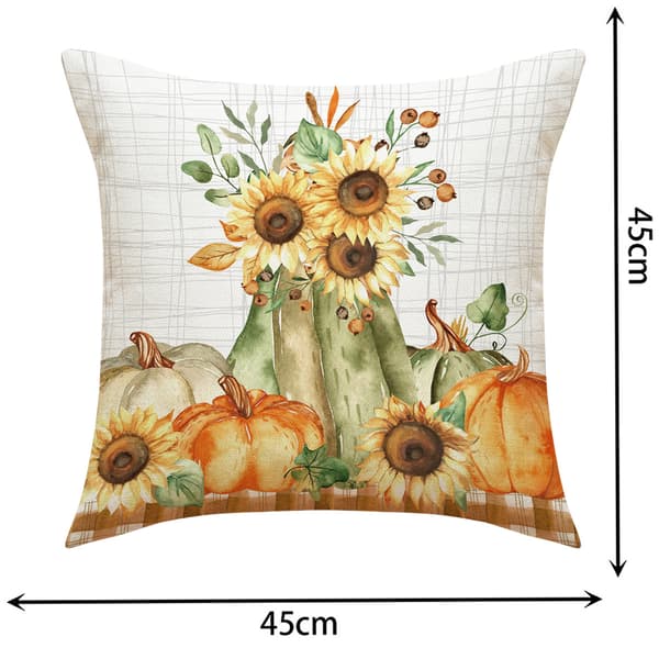 Höstpumpa Vete Bomull Burk Höst Thanksgiving Prydnadskuddar, 18 x 18 Tum Säsongskuddfodral för Soffa Soffgrupp Set med 4