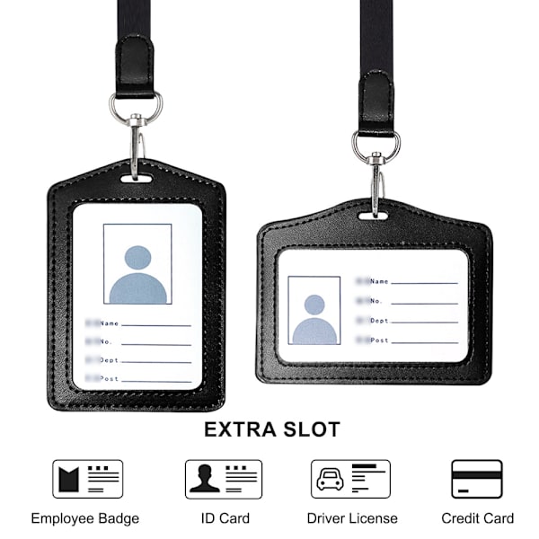 2-pack läder ID-korthållare, vertikal/transversal ID