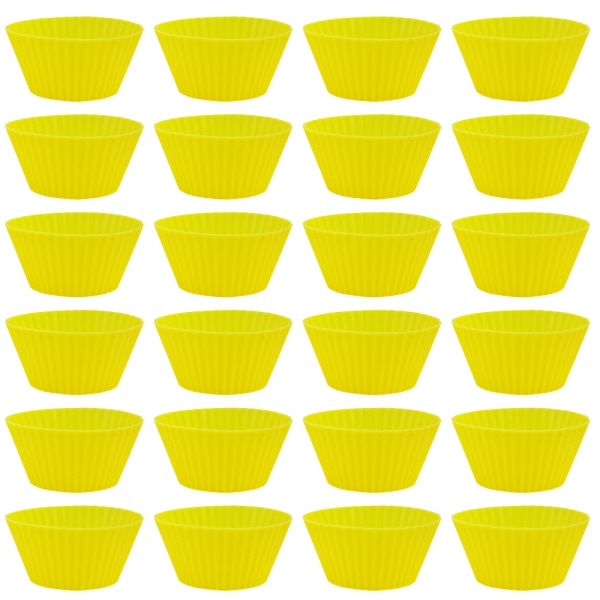 24st Silikon Cupcake Cups Muffinskoppar-Gul