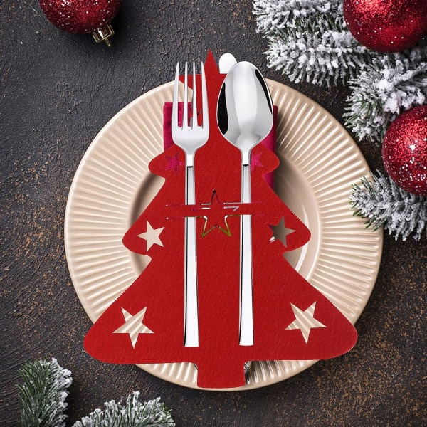 12pcs Christmas Tree Cutlery Bag Dinner Table Decor Spoon