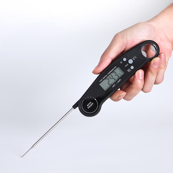 Vanntett mattermometer for hjemmekjøkken – vann- og melketermometer for grilling og baking med digitalt display og flaskeåpner