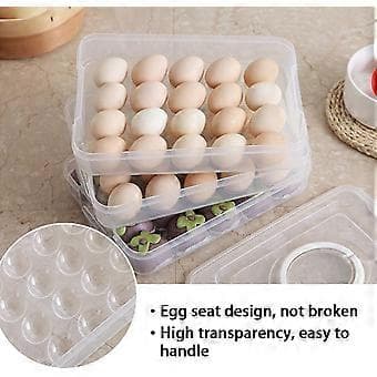 3-lags Eggbrett Dispenserbeholder med Håndtak for 60 Egg