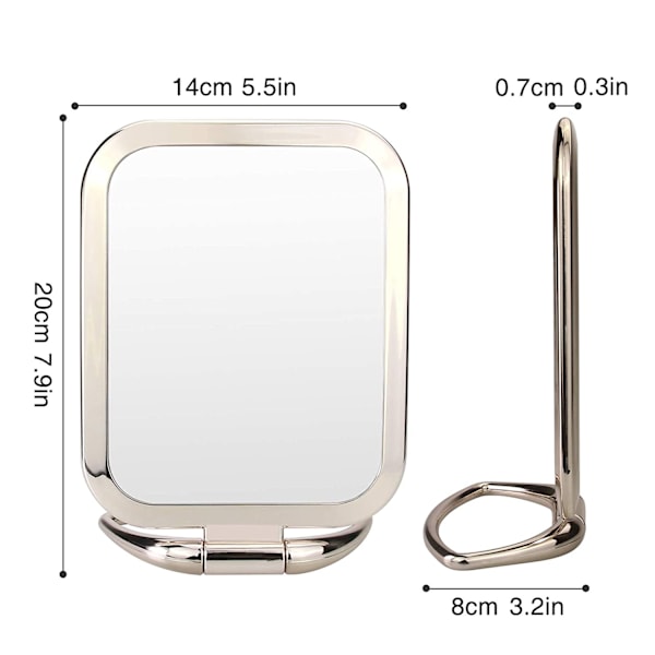 1x/3x Dubbelsidig Förstorande Handhållen Spegel, Resefällbar
