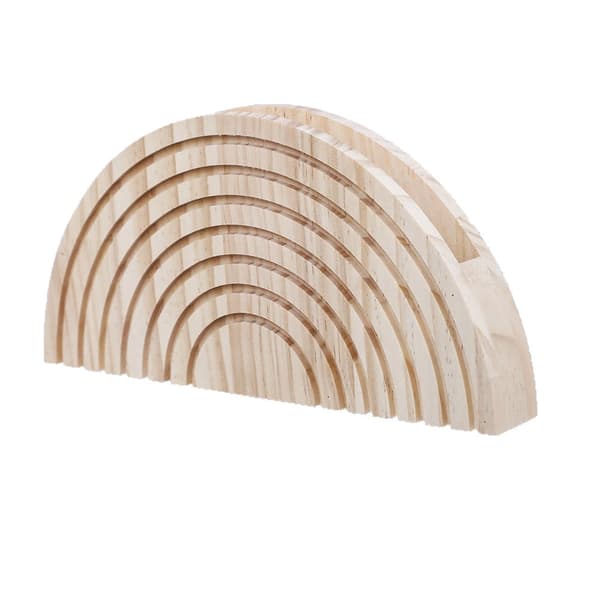 Semi-circular Wooden Vase Base with Wave Pattern, 2-pack – Decoration for Artificial Flowers and Dried Flowers