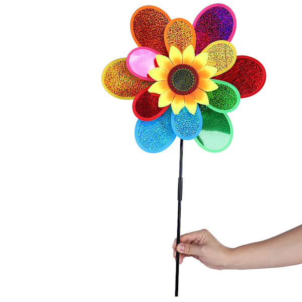 Färgglad dekorativ plastblommväderkvarn leksak trädgård gräsmatta