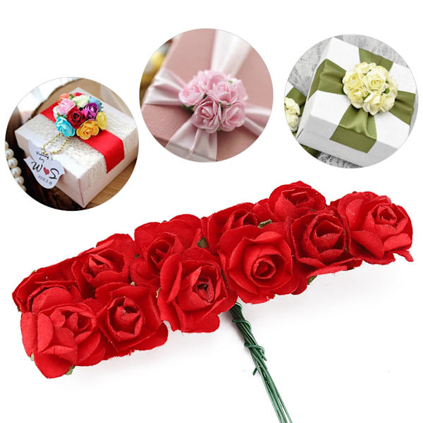 144 st miniatyrpappersblommor handgjorda DIY konstgjorda rosor för
