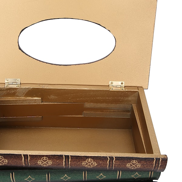 Retro Trä Antik Bok Tissue Box Omslag Handgjord Handmålad Justerbar Passform Standard Tissue Box Mångsidig Hemmakontorsinredning Öppen Toppdesign Enkel