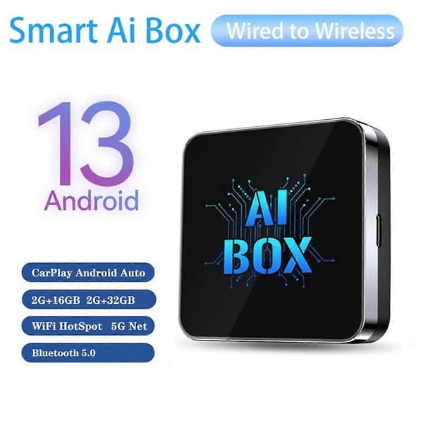 CarPlay AI Box Android 13 5Ghz WiFi Bluetooth Android Auto Trådløs CarPlay-adapter 2G+32G