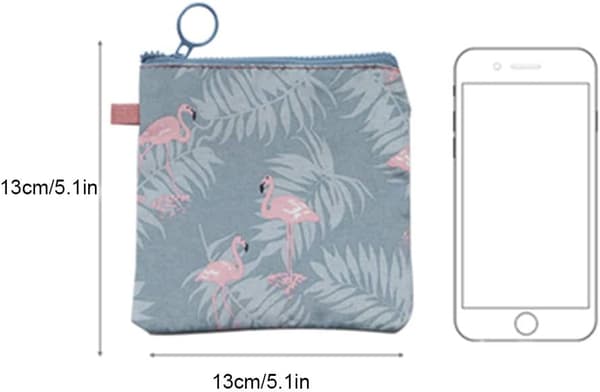 13*13cm, (Rosa Stripemønster) 4 stk, Menstruasjonsbag Sanitetsbind S