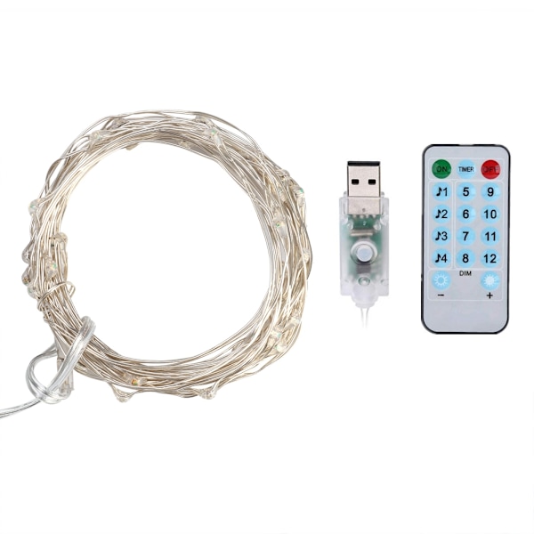 10M 100 Ljus Ljudaktiverad Koppartråd LED-slingljus Fjärrkontroll Lampa (Blå)