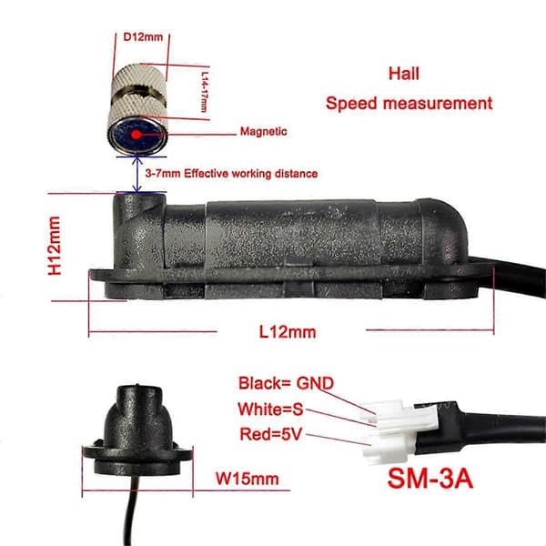 Elektrisk sykkel KT ekstern hastighetssensor KT-BS-1 hastighetssensor, 3 kjerner