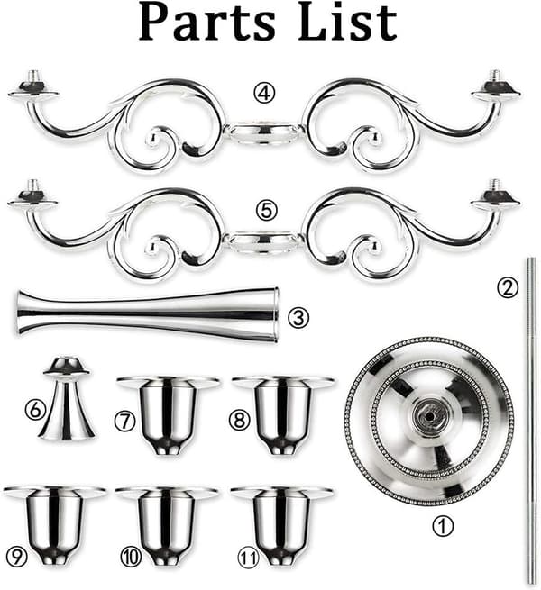 5 Lysestaker til Bryllup, Sink Legering Lys, Spisebord, Ca