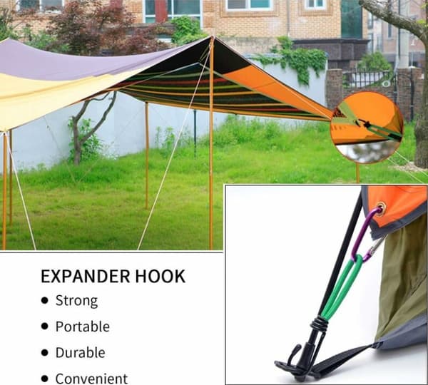 12 stk. Rød Elastikkrog, Elastikkrog Elastiksnore Camping med Krog