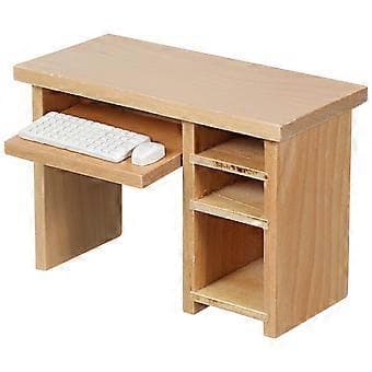 Miniatyr Datorskrivbordsset Modell Trä Mini Möbler Mini Husdekoration