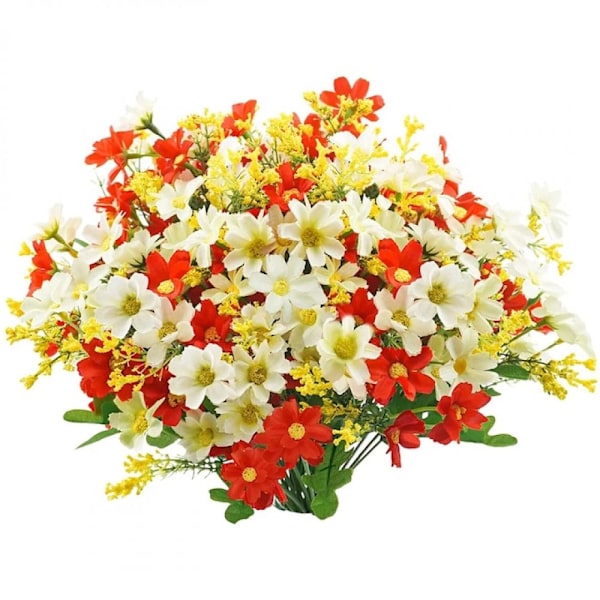 Konstgjord konstgjord blomma inomhus hem vardagsrum fest bröllop dekoration ornament - vit och röd