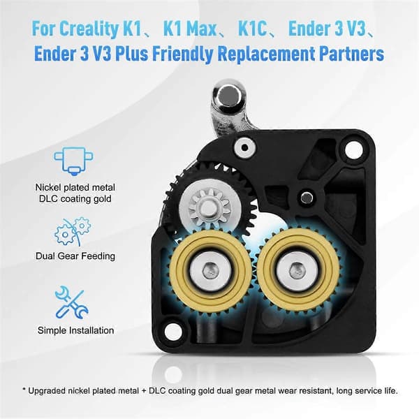 Ekstrudergear til K1/K1C/Ender3 V3 Hærdet Stål Filament Drivgear til K1/K1C/K1 Max/ V3/3 Plus