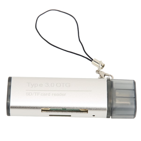 Minneskortläsare Plug and Play Aluminiumlegering USB C 3.0 OTG Lagringskortläsare med Snoddhål för Windows för LINUX