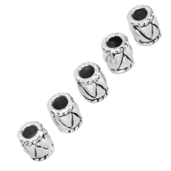 Antika Silver Tunnpärlor Legering Metall Retro Design Stora Hål Distanspärlor för Hår- och Skäggflätning DIY Smyckestillverkning Hantverk Kvalitetspärlor Fina