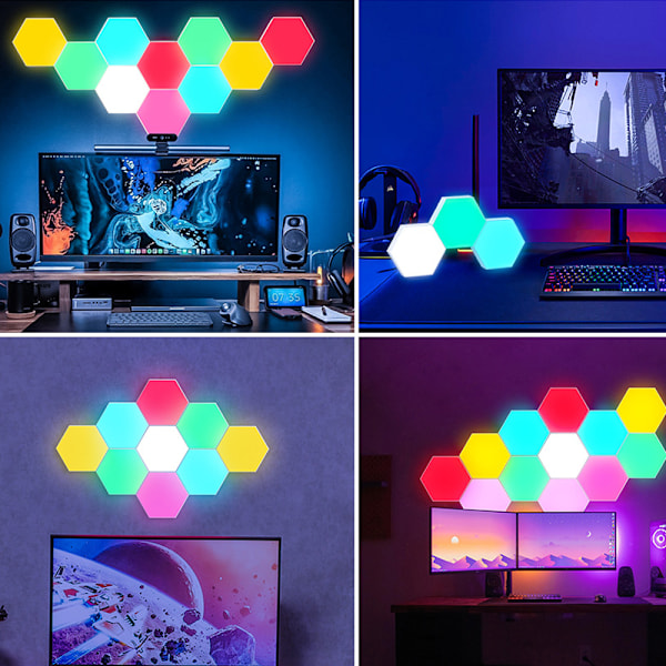 Tre hexagonala ljuspaneler - hexagonala LED-ljusremsa