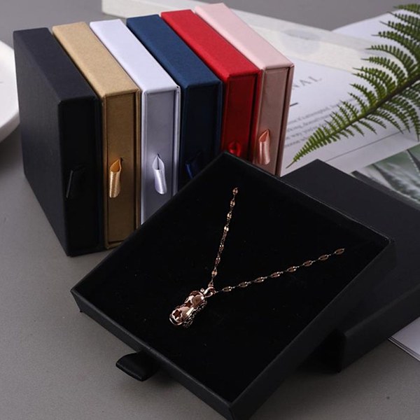 Smyckesförpackning Lådtyp Halsband Smyckeskrin Presentförpackning Mörkblå 8CM