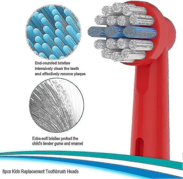 8-pakning erstatningstannbørstehoder for barn kompatible med Oral B elektrisk tannbørste - erstatning for barn