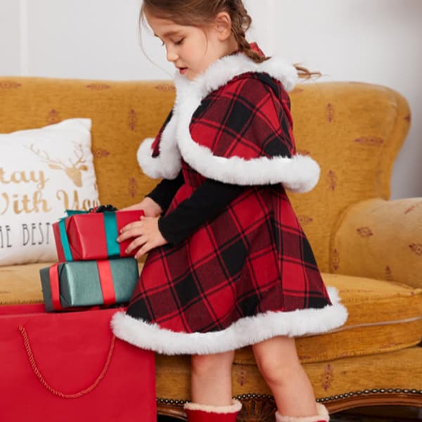 Holiday Jentekjoler Rutete, Julekostyme red 100cm