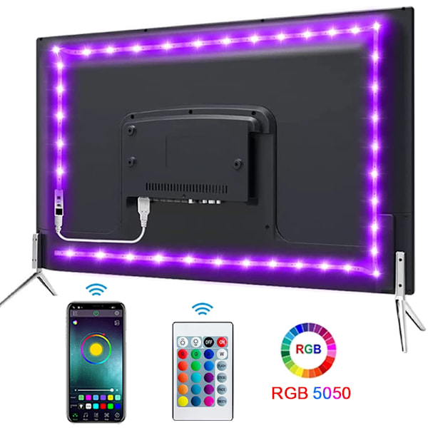 Tejp Bluetooth USB LED Strip Light 5050 SMD 5V USB RGB-lampor Flexibel LED-lampa Tejpband RGB Självhäftande TV Desktop Diode 1m 1m