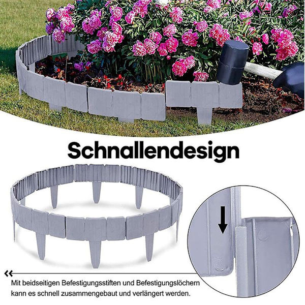 10 st Grå Palisadstaket Steneffekt Gräskanter