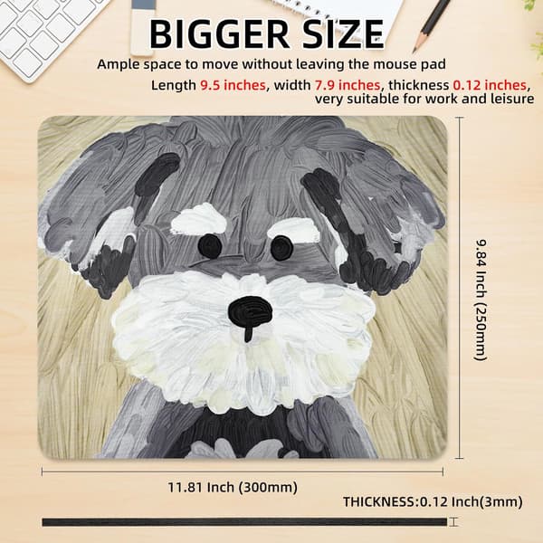 (Schnauzer) Hund Musematte Søt Musematte Store Musematter for Datamaskiner Bærbar PC Skrivebordstilbehør Gaming Musematte, Bærbar O