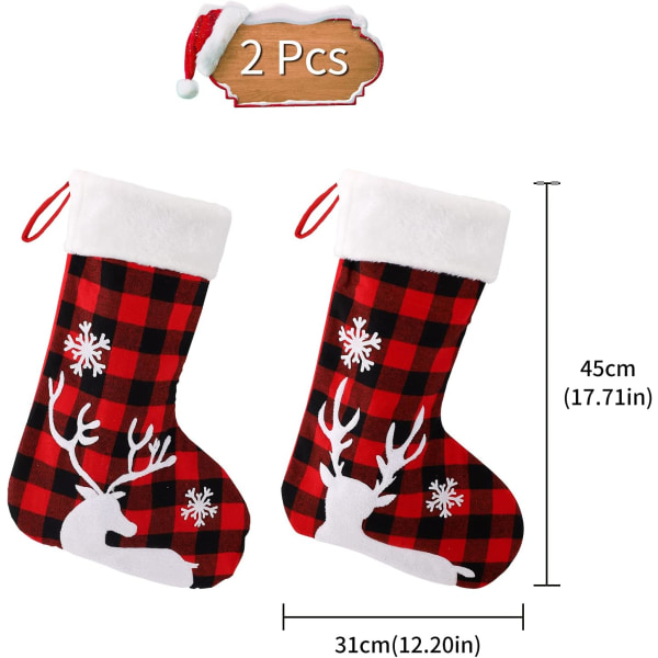 2 pièces Chaussette de Noel Grands Bas de Noël Chaussettes de