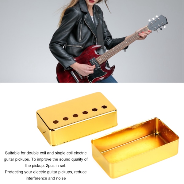Gitarr Pickup Skydd För Elgitarr Dubbel Spole Mässing Pickup Skydd Metall Material Lätt Korrosionsbeständig Lätt Installation Med Polerad