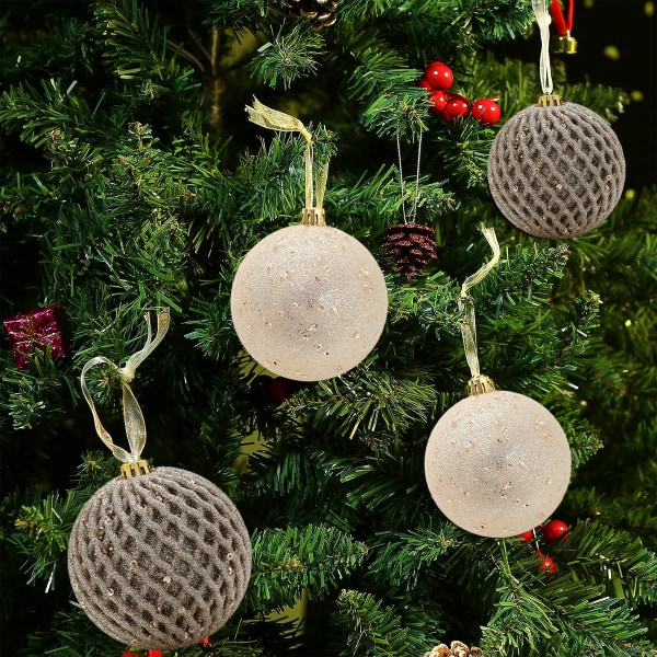 12 pcs Christmas Ball Ornaments 8cm Glitter Sequin Foam Ball