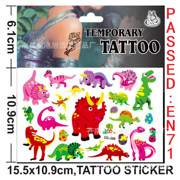 4st Dinosaurie tatueringar Barn tatueringar multifärg