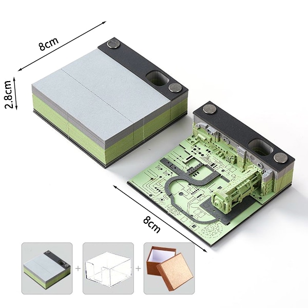 3D Konst Veckokalender Memoblock, Tidsur Snideri Konst DIY Kreativa Klisterlappar Anteckningsblock Style 2