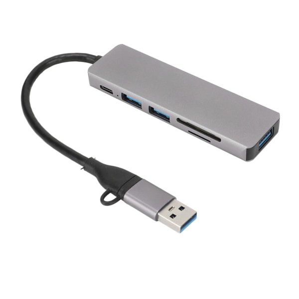 USB C Hub 6 i 1 USB3.0 3xUSB Portar 5Gbps Överföring Avancerat Chipset Portabel Dockningsstation för Hemmakontor Resor