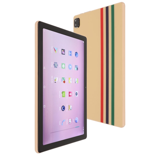10-tums Tablet 6G RAM 256G ROM Stödjer 4G-nätverkssamtal 5G WIFI Dual Band Tablet PC för Android 11 100‑240V Gul EU-kontakt